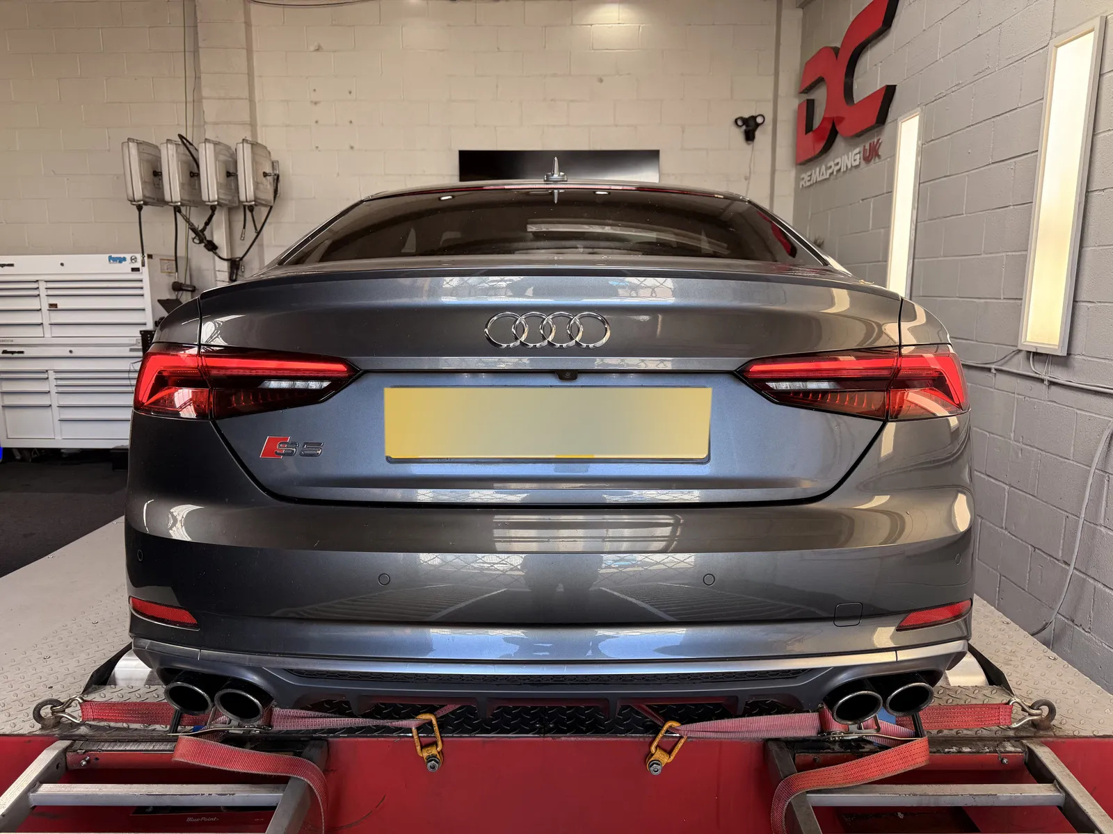 Audi S5 rear view on the dyno