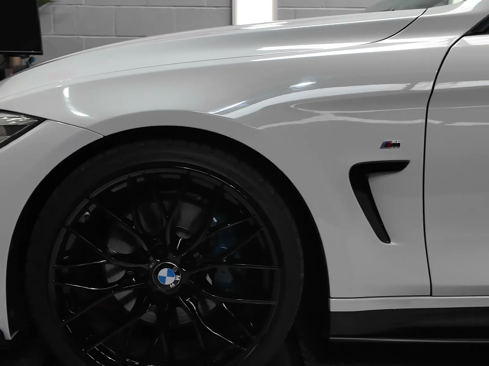 BMW 420d side profile on the dyno