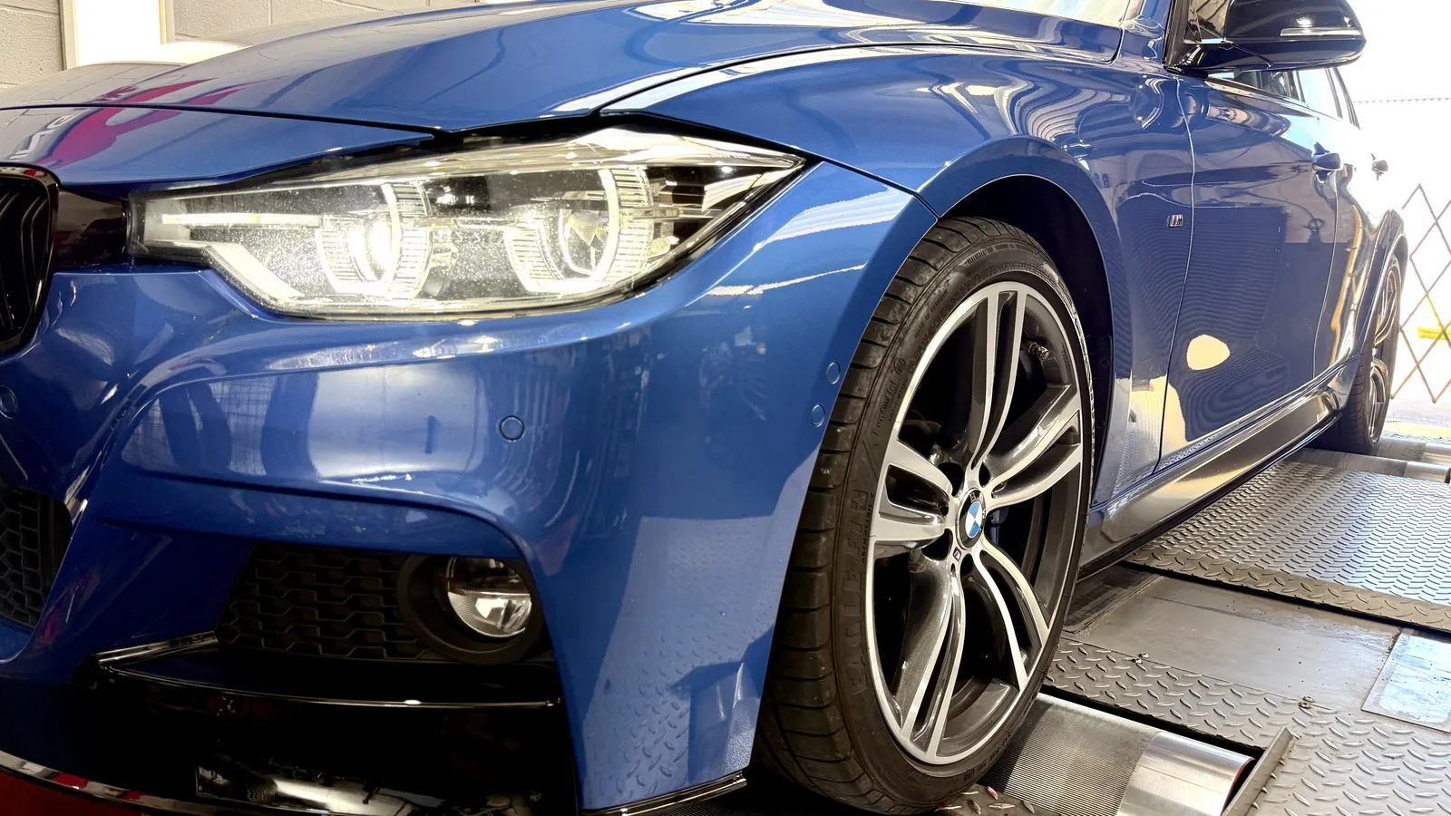 BMW M Sport in Estoril Blue on the 4WD dyno at DC Remapping UK